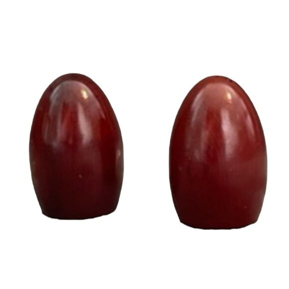 Vintage California Redwood Salt and Pepper Shaker Set Wood Bullet Shape - Picture 1 of 5
